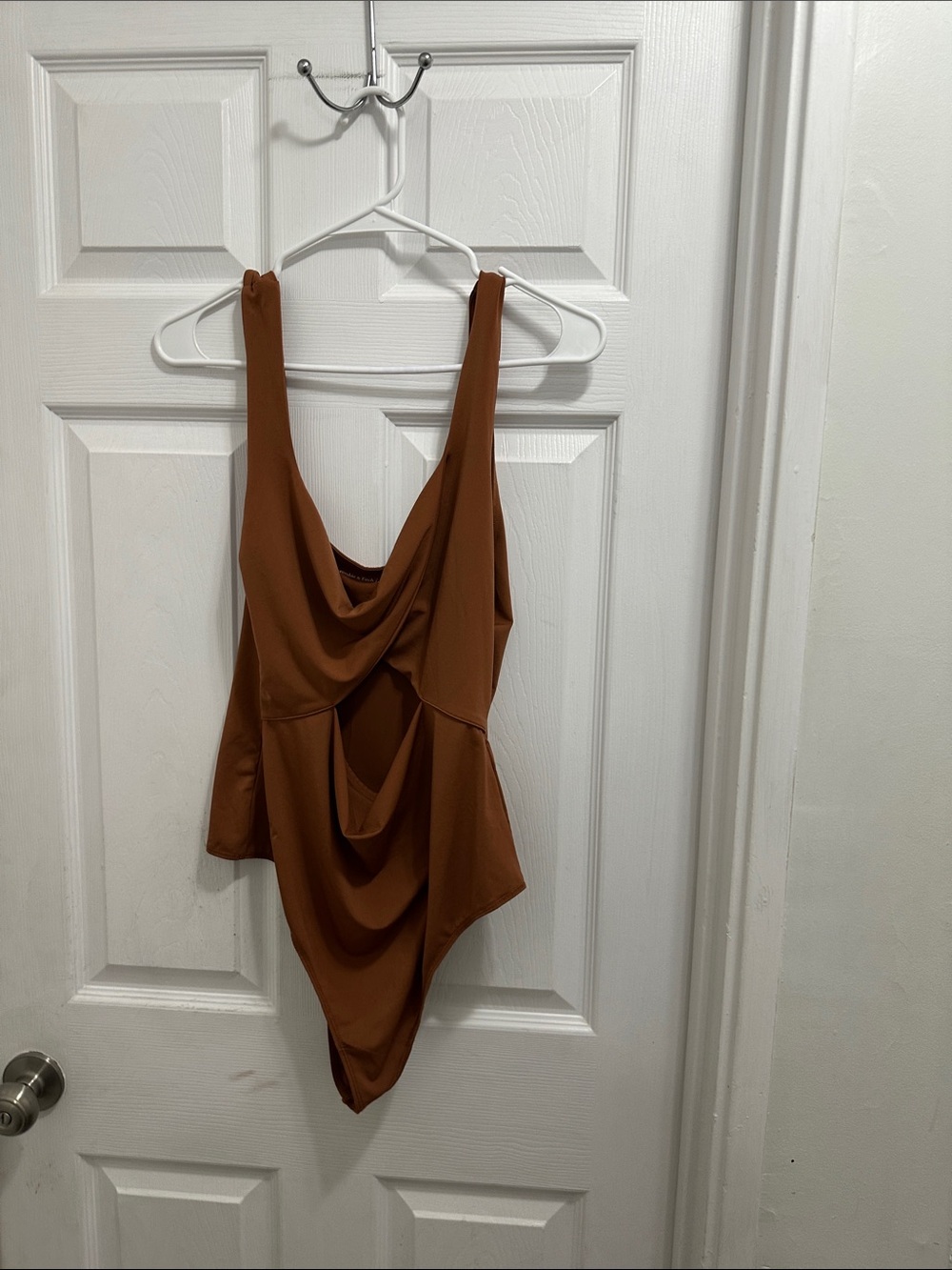 Abercrombie & Fitch Rust Cutout Draped Scoop-Back Bodysuit